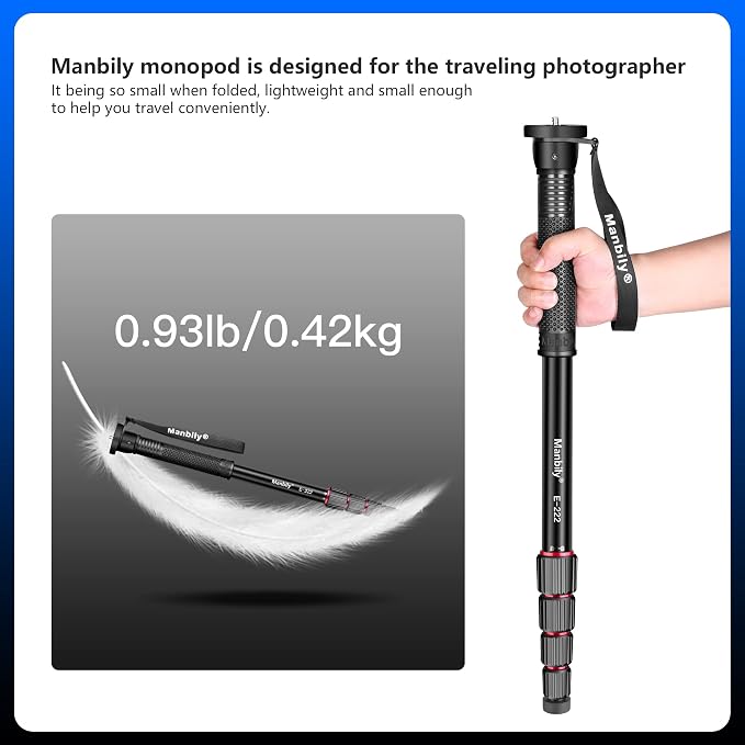 65-Inch Camera Monopod, 5 Sections Aluminum Travel Monopod for Canon Nikon Sony DSLR Cameras Video Camcorder, Compact Portable Lightweight（E-222） (Red) - Image 4