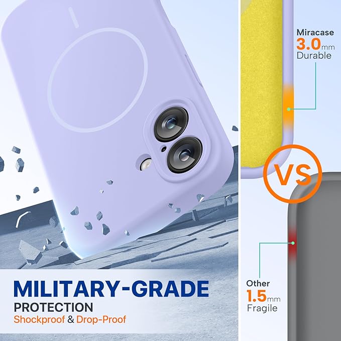 Miracase Silicone & Magnetic for iPhone 16 Case, Light Purple | Compatible with MagSafe, Anti-Scratch Microfiber Lining, Liquid Silicone Case Shockproof Drop Protection Phone Case for 16 - Image 2