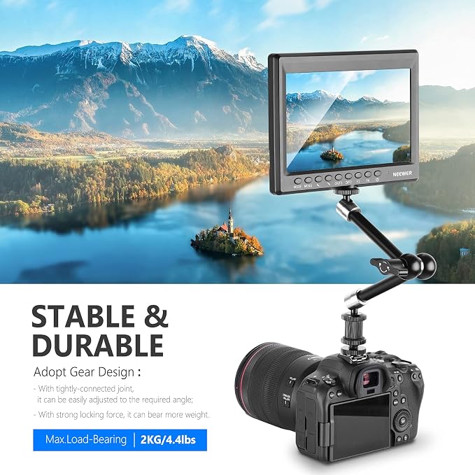 NEEWER 5.9"/15cm Adjustable Friction Magic Arm with 1/4" Screw on Both Ends, Compatible with SmallRig Cage, Flash/LED Light/Microphone/Monitor/SuperClip, Max Load 4.4lb/2kg, ST15 - Image 3