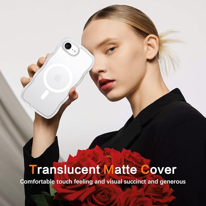 BENTOBEN Magnetic for iPhone 17e Case,Cute Wavy Frame [Compatible with MagSafe] Translucent Matte Anti-Slip Bumper Women Girls Boys Men Shockproof Drop Protective Phone Cover for iPhone 17e,Clear - Image 8