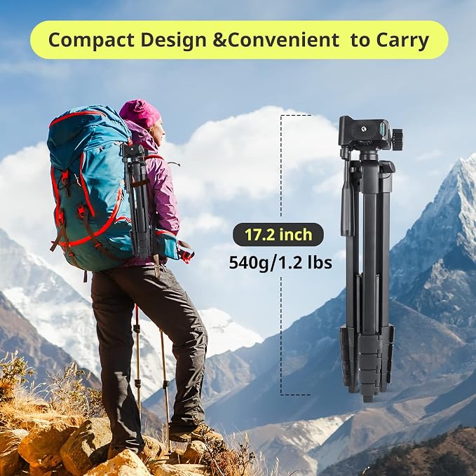 Sensyne 64" Camera Tripod Stand for iPhone & iPad, Phone Holder with Remote | 64-inch tripod stand, fits iPhone and iPad, wireless remote, stable phone holder for photos, video and live streaming - Image 6