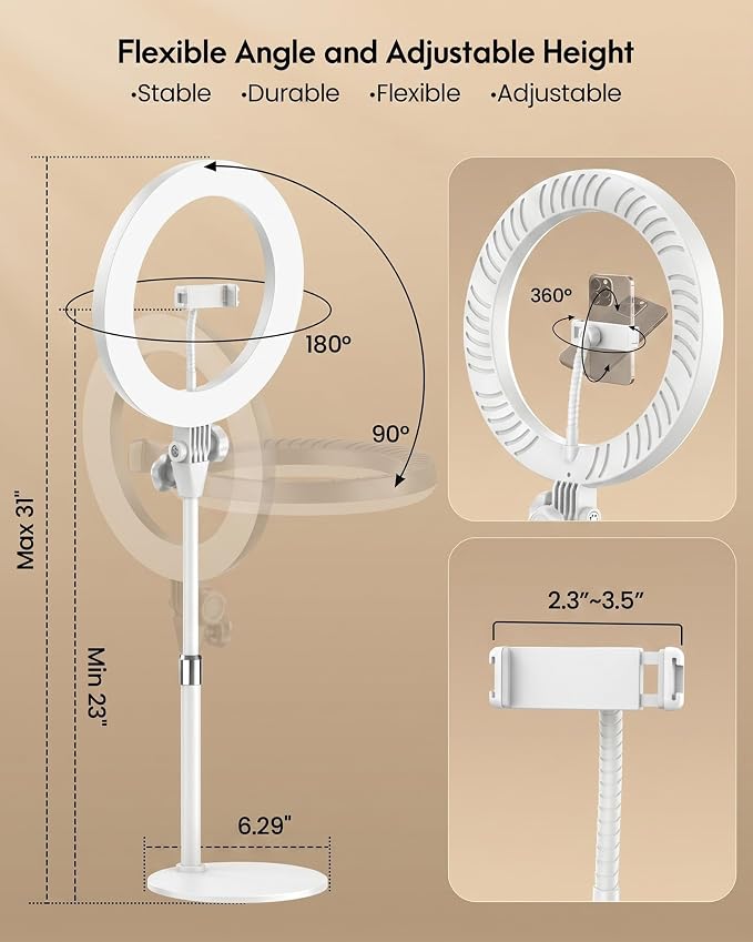 Desk Ring Light with Stand for Computer, Zoom Lighting for Computer | 30 Light Modes for Video Conference, Video Calls, Home Office, Desk Lighting for Video Recording, Podcast, Webcam, Stream - Image 6