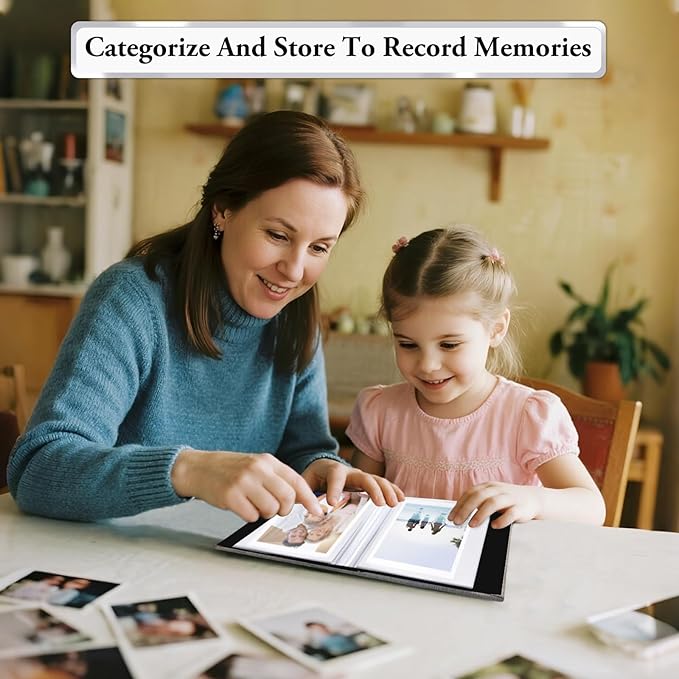 Small Photo Album 4x6,Linen Cover Slide-in Mini Photo Album Book Can Holds 100 4x6 Photos with 50 Black Sheets for Baby Family Pictures Artwork or Postcards Storage (Gray) - Image 6