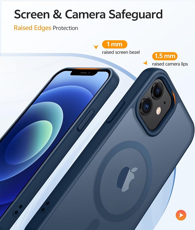 FNTCASE for iPhone 13/12 Mini Case, Fit for Magsafe, Translucent Matte Back | Magnetic Phone Cases, 14FT Military Grade Drop Protection, Slim Shockproof Protective Cover, Blue - Image 4