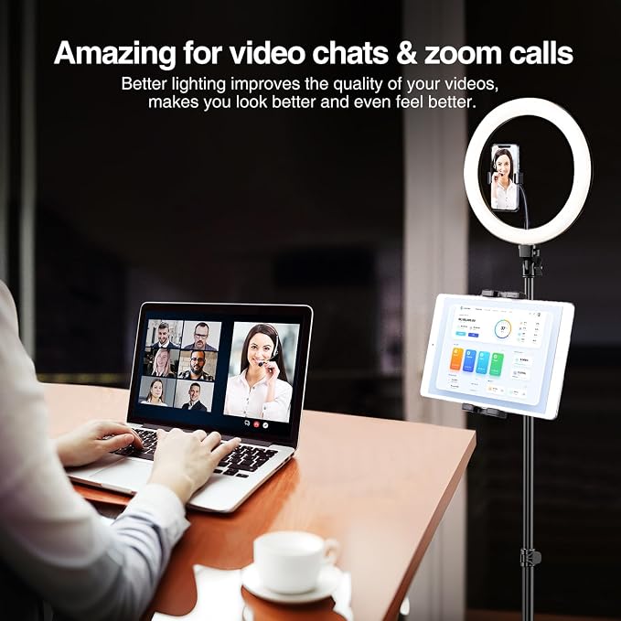 Elitehood 12’’ Ring Light with Tripod Stand (72’’ Tall) & iPad/Phone Holder | Dimmable Selfie Circle LED Lights Ringlight for Video Recording, Conference, Makeup, Laptop, Computer, Webcam, YouTube - Image 7