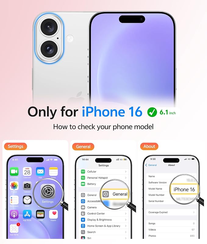 FNTCASE for iPhone 16 Case, Fit for Magsafe, Screen Protector, Light Purple | Full Camera Protection, Translucent Matte, 14FT Military Grade Drop Proof, Shockproof Protective Phone Cover - Image 2