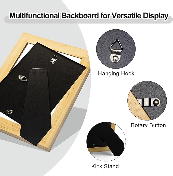 4x6 Picture Frame in Nature with Gold Beaded Border, Pine Wood with Real Glass, Vertical and Horizontal Desk Tabletop or Wall Hanging - Image 5