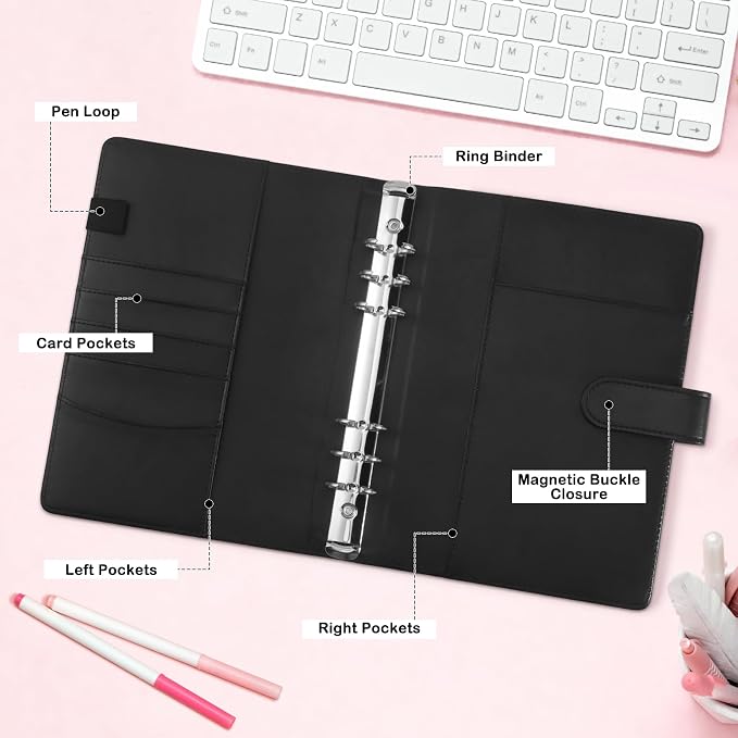 A5 Kpop Photocard Binder with 30 Pack 4-Pocket Card Pages, 6 Ring A5 Binder Card Collector Album with 240 Card Slots,PU Leather Binder Cover with Magnetic Buckle Closure for Organizing Trading Card - Image 6