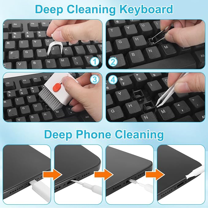 ARVOK Phone and Laptop Cleaning Kit, 32 in 1 Computer Laptop Cleaner Kit, Multi-Function Electronic Cleaner Kit for Earbuds, Cellphones, Keyboard, Screens, Camera Lens, Chargers, Electronics Devices - Image 6