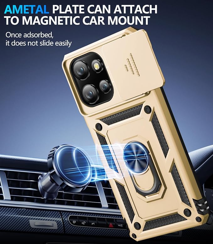 Taisairu for Motorola Moto G Power 2026/G Power 2025 Case with Screen Protector & Slide Camera Lens Cover, Built-in Ring Stand Cover for Moto G Power 2025/Moto G Power 2026 Case (Gold) - Image 5