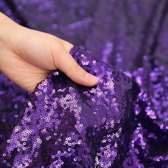 Poise3EHome Purple Sequin Backdrop,8FT x 10FT Sequin Photography Backdrop Curtain for Halloween Party Birthday Decoration - Image 3