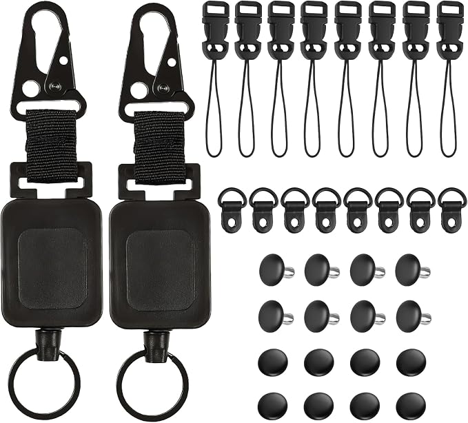 2 Pcs CB Mic Holder Retractable, Heavy Duty Retractable Mic Holder with 32" Stainless Steel Cord, Woven Lanyard and D-Ring Mount by VILPKWMP