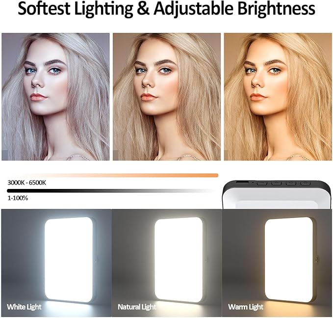 XINBAOHONG Rechargeable Selfie Light, Clip Fill Light for Phone Laptop Tablet Portable Light for Video Conference Live Streaming Zoom Call Makeup Picture (White) - Image 2