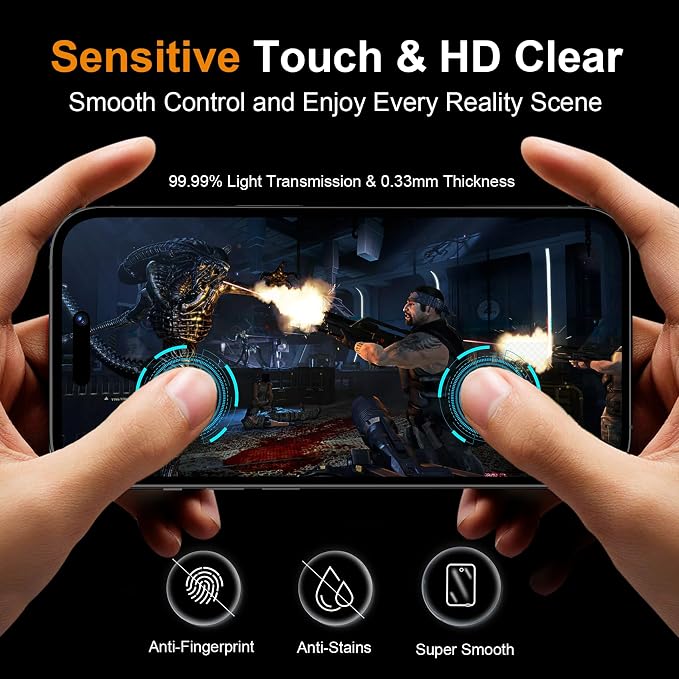 QHOHQ 3 Pack Privacy Screen Protector for iPhone 15 [6.1 Inch] with 3 Pack Camera Lens Protector, Anti Spy Tempered Glass Film, 9H Hardness, HD, Bubble Free, Case Friendly - Black - Image 3