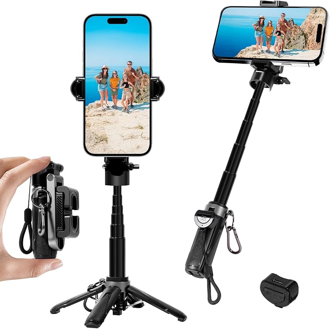 3-in-1 Mini Tripod, Selfie Stick for iPhone for 4-7 Inch iOS/Android Phones | Tripod for Iphone with Remote Control, Lightweight Travel Tripods for Selfie Video Recording by Unknown