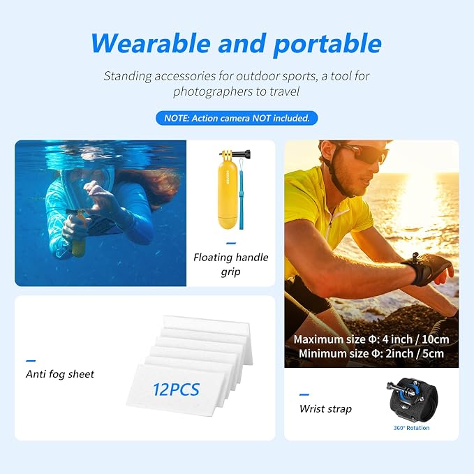 NEEWER 50 in 1 Action Camera Accessory Kit Compatible with GoPro Hero 12 11 10 9 DJI OSMO 4 3 2 Insta360 X3 X2 GO 3 SJCAM DBPOWER AKASO VicTsing APEMAN WiMiUS QUMOX Lightdow Campark Sony Sports DV | Compatible with Hero 12 11 10 9 OSMO 4 3 2 Insta360 X... - Image 5