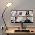 Video Conference Lighting for Computer, Dimmable Light for Video Recording, Meeting, Laptop & Webcam, 15W Ring Light for Desk with C- Clamp, Swing Arm, Remote, Memory & Timer CRI >95 by LitONES