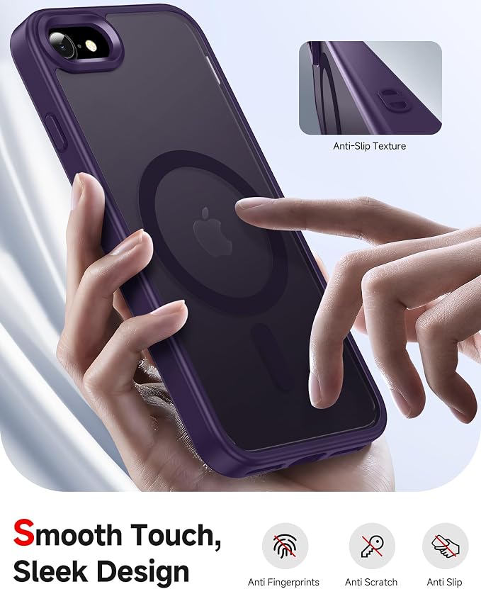 LeYi for iPhone SE-Case Purple: iPhone-8 Phone Cases with [Screen Protector X2+ Camera CoverX2] iPhone 7 Case Girls Kids for Magsafe Magnetic SE3 3rd Generation SE2 2nd iPhone8 iPhone7, Deep Purple - Image 5