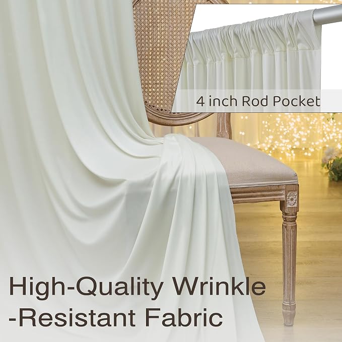 30ftx10ft Wrinkle Free Ivory Backdrop Curtains for Parties, 6 Panels 5x10ft Silky Polyester Photo Backdrop Drapes Back Drop Cloth Drapry for Wedding Birthday Photography Background - Image 4