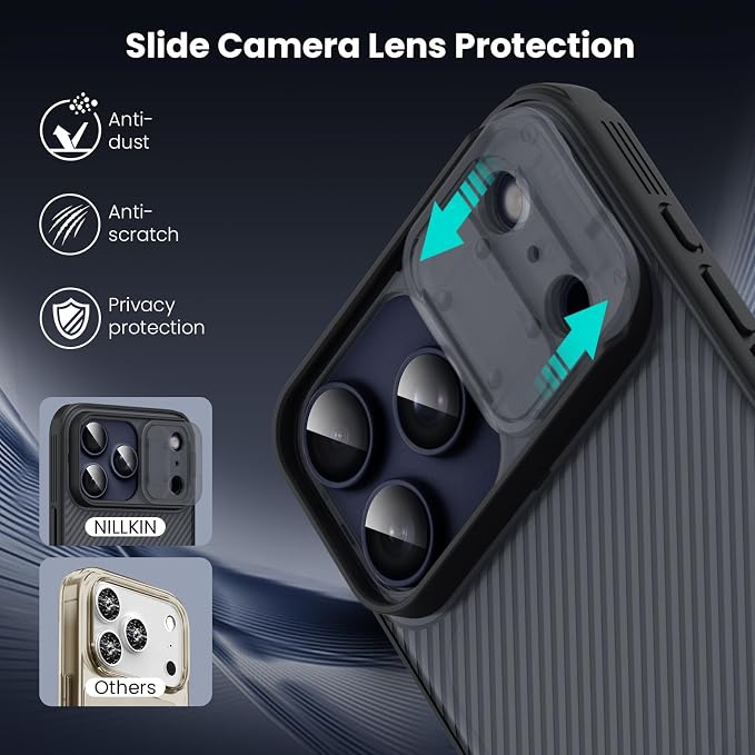 Nillkin for iPhone 17 Pro Max Case with Slide Camera Cover | Full Camera Protection | Thin Slim Fit | Shockproof Protective | Phone Case for iPhone 17 Pro Max, Transparent Black - Image 2