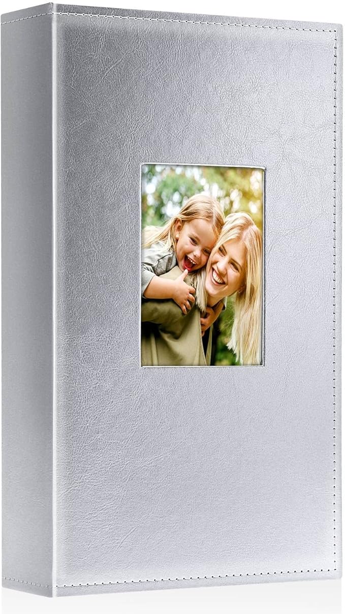 Ywlake Photo Album 4x6 300 Pockets, Leather Photo Albums Holds 300 Horizontal Only Pictures Silver by Ywlake