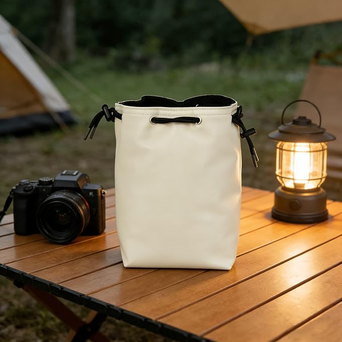NOWNIN Drawstring Camera Lens Pouch with Cotton Pad, 9.84"x6.69", for SLR | Fleece-lined interior protects lenses from scratches & dust. Drawstring closure. Lightweight, portable for travel & storage - Image 6