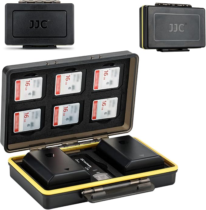 Sony NP-FZ100 NP-FW50 Battery SD Memory Card Case Holder for 6 SD 2 Battery, Water-Resistant & Shockproof, Camera Battery Storage Organizer Box for Sony A9 III III A7RIV A7RIII A7III A7SIII A1 A7M5 by JJC