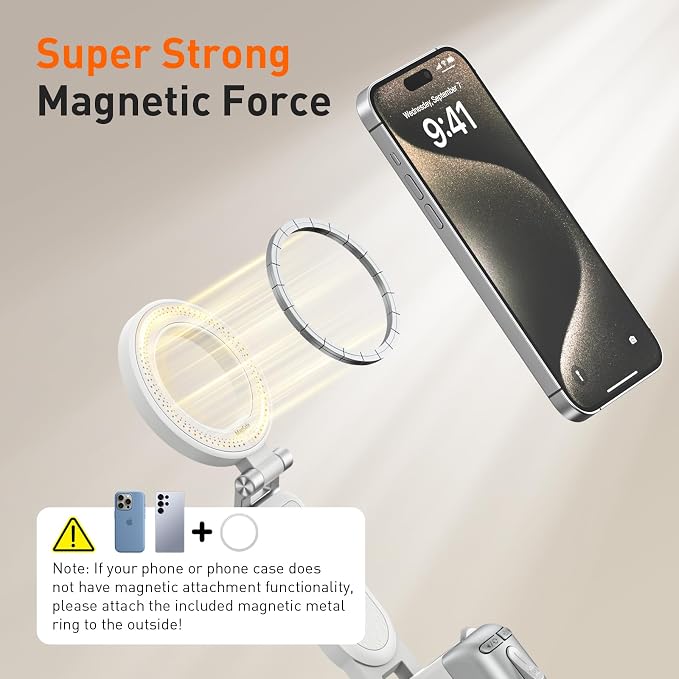 AMAZEAR Phone Camera Grip with Selfie Stick Tripod, Cellphone Accessories with Detachable Wireless Shutter Button for iPhone 16 17 Pro Max, Comfort Ergonomic Smartphone Handle Holder, White - Image 9