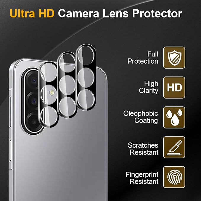 3 Pack Camera Lens Protector for Samsung Galaxy A17 5G | Tempered Glass,Anti-Fingerprint,9H Hardness,Scratch Resistant,Easy to Install,Bubble Free,HD Clarity - Image 5