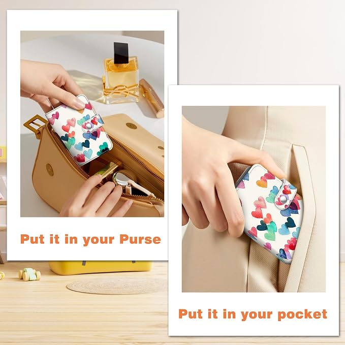 Fintie Mini Photos Album Book for 2x3 Inch Films - 52 Pockets Small Albums | For Fujifilm Instax Mini, Polaroid Hi-Print Pictures, Portable Kpop Photocard Holder, Travel Memory Book, Raining Hearts - Image 6