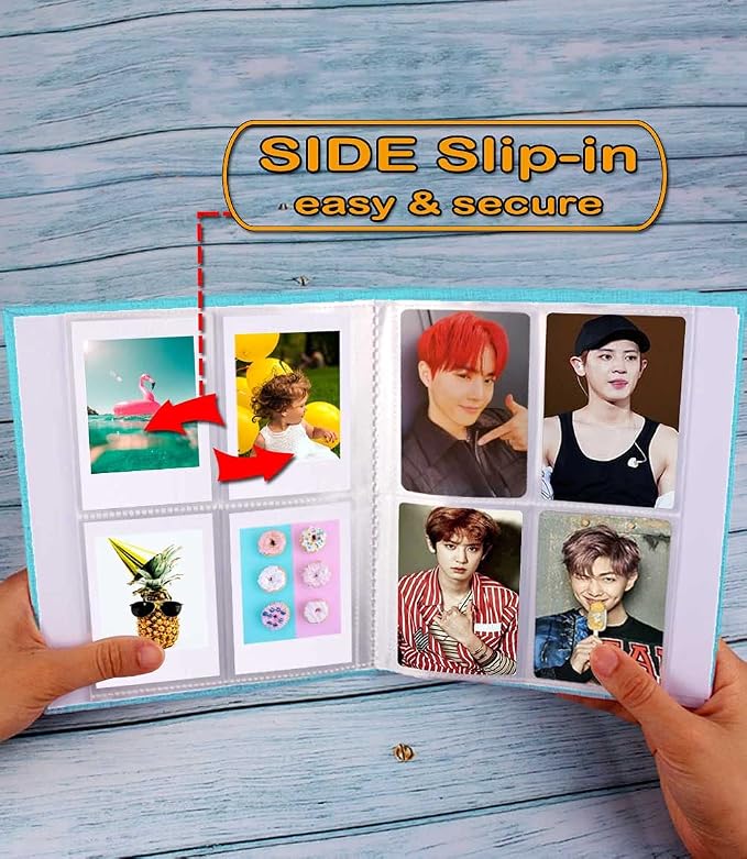 GPIRAL Mini Photo Album 208 Vertical Photos - Polaroid Photo Album Book Compatible with K-pop Photocards, Fujifilm Instax Mini Film 7s 8 9 11, Polaroid PIC 300, HP Sprocket, Zip Printer, Blue - Image 3