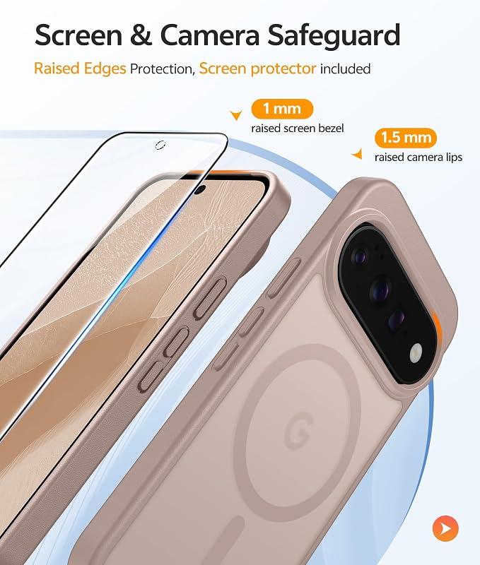 FNTCASE for Google Pixel 11 Pro Case/Pixel 11 Case, with Screen Protector | Fit for Magsafe, Translucent Matte, 14FT Military Grade Drop Protection, Shockproof Protective Phone Cover, Desert Gold - Image 3
