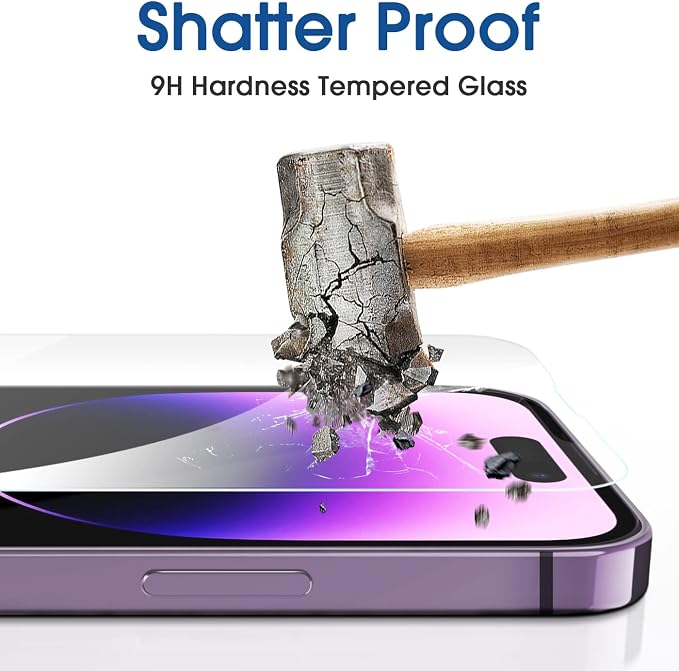 amFilm OneTouch for iPhone 14 Pro Screen Protector 6.1'' Tempered Glass | Auto-Alignment, 30s Install, Bubble Free, 9H Hardness, Scratch & Drop Protection, HD Clear, Case Friendly, 2 Pack (14P-6.1'') - Image 6