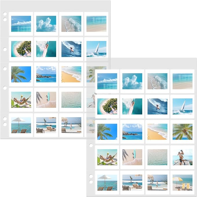 Lineco Polypropylene Archival Slide Storage Album Pages, Pack of 50 | Top Loading Page Sleeves, Pages Hold 20 2X2 Inch Slides, Photos, Cards, Negatives, Sheet Size 9.375x 11.375 Inch by Lineco