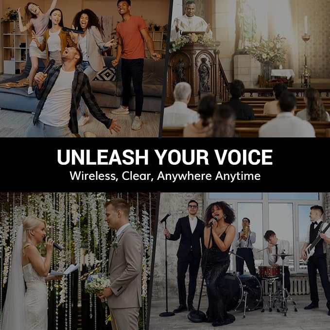 TONOR Wireless Microphones System with 8x12 Channels Cordless Handheld Microfono Inalambrico, 90 m/295FT UHF Range, Mics with Stable Signal, Quick Mute for Karaoke Singing Party Church Wedding - Image 9