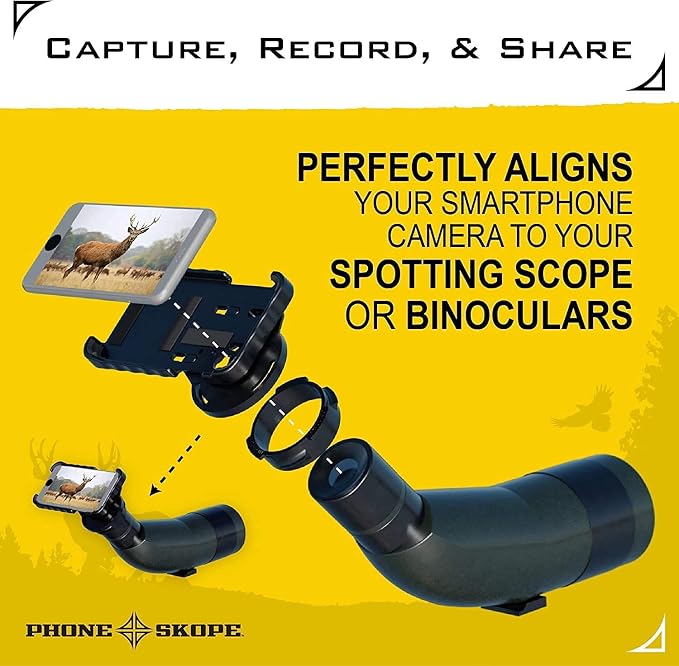 Phone Skope Complete Digiscoping Kit: Ideal Scope Camera for Hunting/Birding/Stargazing - Phone Scope Adapter Kit Includes Phone Scope Mount Case, Eyepiece Adapter, Lens Cloth - Fits Most Smartphones - Image 5