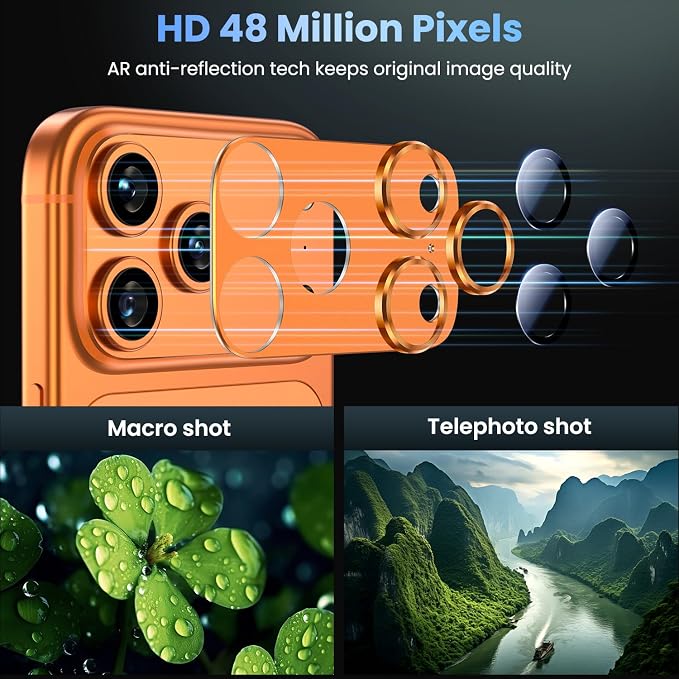 Uyiton for iPhone 17 Pro Camera Lens Protector, Metal Frame Glass Cover | Not Easy to Break, Strong Adsorption, Case-Friendly, Metal 9H Sapphire Glass Rear Camera Screen Cover, Cosmic Orange, 2 Packs - Image 3