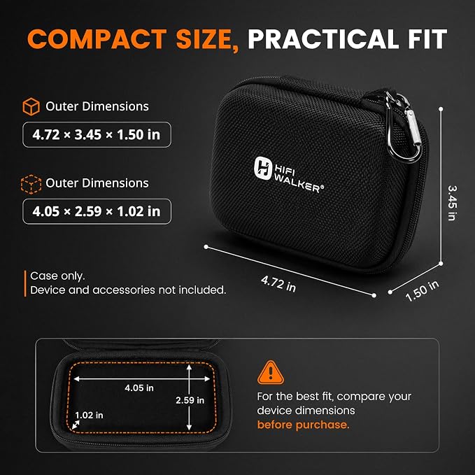 MP3 Player Case Compatible with HIFI WALKER H2 and H2 Touch, Hard EVA Portable Carrying Case for MP3 Player, Earphones, USB Cable and Memory Cards, Travel Storage Bag, Case Only - Image 3