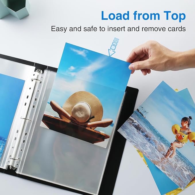 Sooez 30 Pack 8x10 Photo Sleeves for 3 Ring Binder, Hold 60 Pictures | Heavy Duty Plastic Binder Sleeves, Photo Album Refill Pages, Acid Free Archival Page Protector, Binder Inserts for Postcard - Image 6