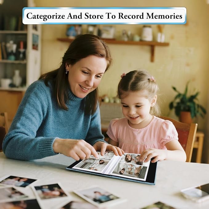 Photo Album 4x6,Linen Cover Slide-in Photo Album Book Can Holds 200 4x6 Photos with 50 Black Sheets for Baby Family Pictures Artwork or Postcards Storage (Denim Blue) - Image 6