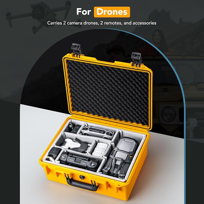 Lykus PVC1 Hard Case with Dividers for Cameras,Lenses,DJI Mavic/Air/Mini | For Photo Cameras,Drones,Portable Cameras and Their Mixes,6 Removable Dividers,Mesh Pockets,IP67 Waterproof,Shockproof - Image 3