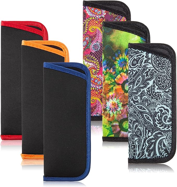 TRIUMPH VISION 3 Pack Reading Glasses Pouch Soft Case Eyeglass Sleeve Slim | Alternative to Bulky Case in bag, Lightweight Lined Padded Protect Optical lens Slip in, Cute Pattern Portable for Daily Use by TRIUMPHVISION
