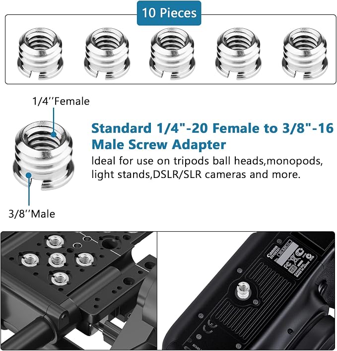 ChromLives Camera Tripod Adapter, 26Pack Camera Screw Mount Set 1/4 Threaded Converter Screws Adapter, 1/4 to 3/8 Hot Shoe Adapter,Tripod Mount Adapter Set for Monopod/Quick Release Plate - Image 3
