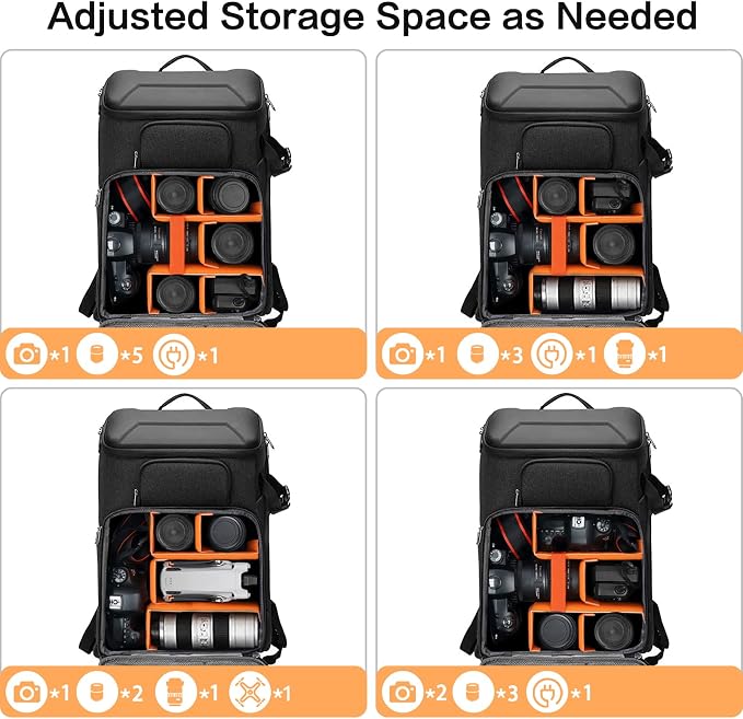 MOSISO Camera Backpack, DSLR/SLR/Mirrorless Photography Camera Bag | Waterproof Front Hard Shell&17.3 inch Laptop Compartment&Tripod Holder&Rain Cover Compatible with Canon/Nikon/Sony,Space Gray - Image 3