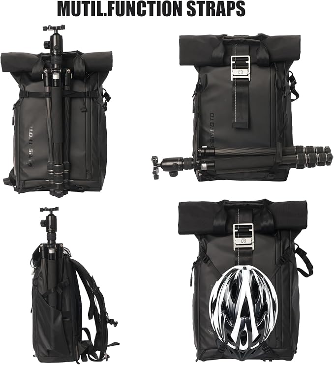 Waterproof Camera Backpack, Rolltop Photography Bag for Photographers, Expandable DSLR Mirrorless Case with 15.6" Laptop Compartment, Quick Side Access & Tripod Holder for Hiking Travel - Image 4