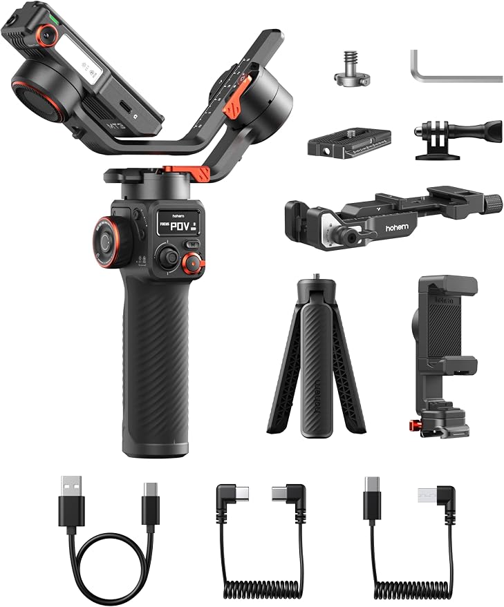 hohem iSteady MT3 3-Axis Gimbal Stabilizer for Mirrorless/Pocket/Action Cameras/Smartphone, Built-in AI Tracker with Fill Light, OLED Display, Camera Gimbal for Canon/Sony/Nikon/Fujifilm/GoPro - Image 8