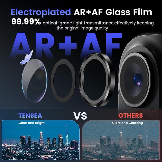 Tensea for iPhone 16/16 Plus Camera Lens Protector, Camera Cover | 9H Tempered Glass Camera Screen Protector, Metal Individual Ring for iPhone16 6.1inch/ 16Plus 6.7inch, HD Clear, Easy Install - Image 3