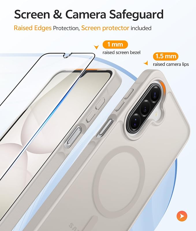 FNTCASE for Galaxy A17/A16 5G Phone Case, Fit for Magsafe, Screen Protector | Translucent Matte, 14FT Military Grade Drop Protection, Slim Shockproof Protective, for Samsung A 17 A 16 Cover, Off White - Image 4