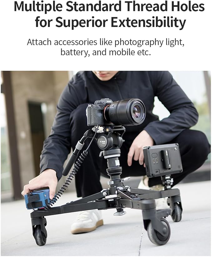 YC Onion Pineta Monopod Dolly for Pineta Pro Carbon Fiber Monopod Only | Extensible 3/8” Screw, Quick Release Knob, 360°Rotation Silent Swivel Casters for Live Streaming, Interview, Indoor Shot - Image 6