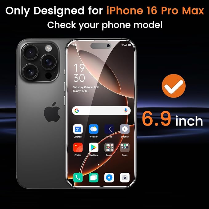 Lesakit 4+4 Pack Privacy Screen Protector for iPhone 16 Pro Max 6.9-Inch with 4 Pack Camera Lens Protector, Anti Spy Tempered Glass Film 9H Hardness Case Friendly - Image 2